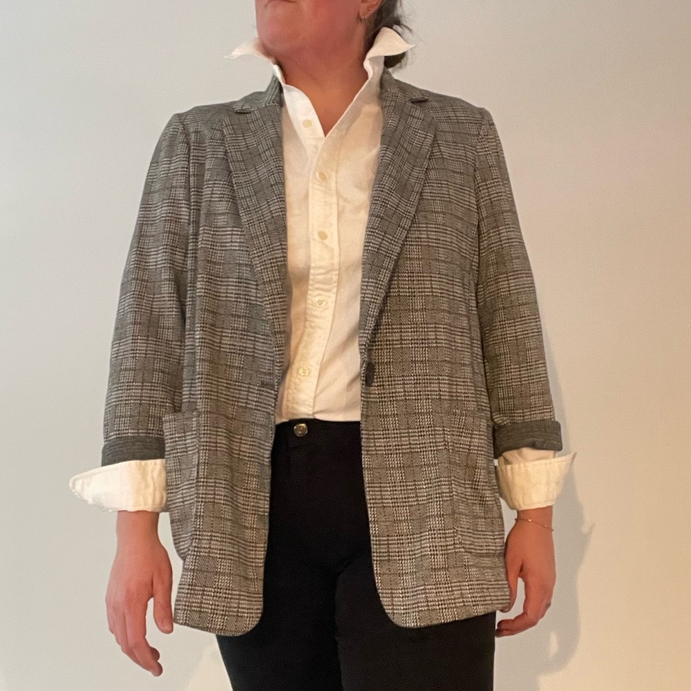 Max Studio Black and White Checkered Blazer